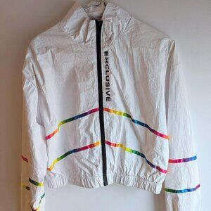 Rainbow-striped cropped windbreaker